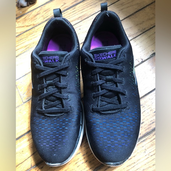 Skechers Black and Purple Go Walk Shoes - Picture 1 of 15